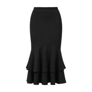 Women's Ruffle Cocktail High Waist Bodycon Fishtail Skirt Black